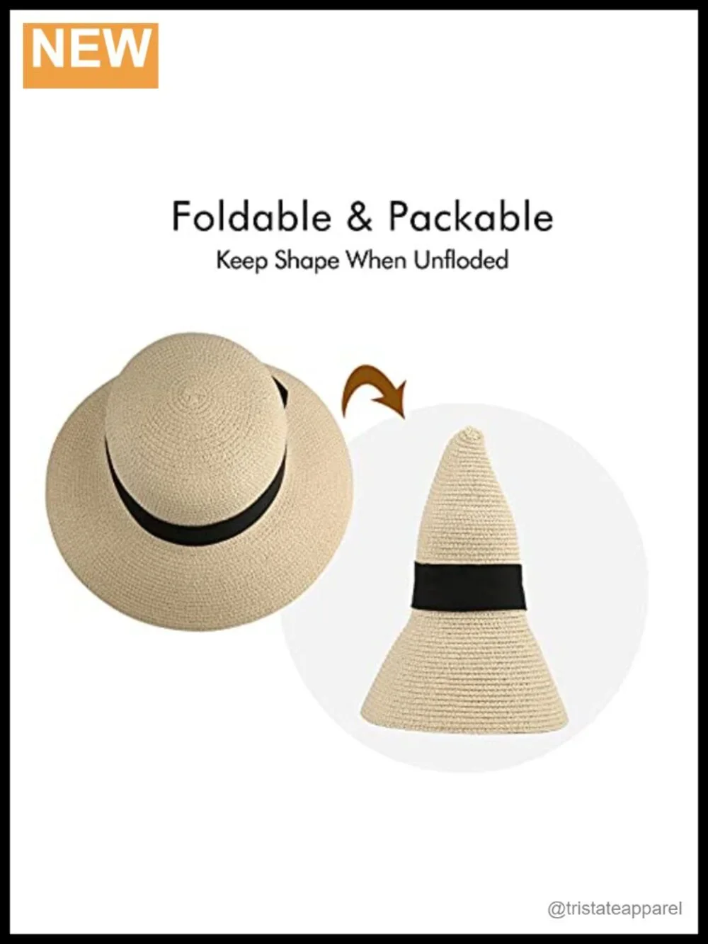 Women's Straw Sun Hat Wide Brim Foldable Panama Roll up Cap UPF50+